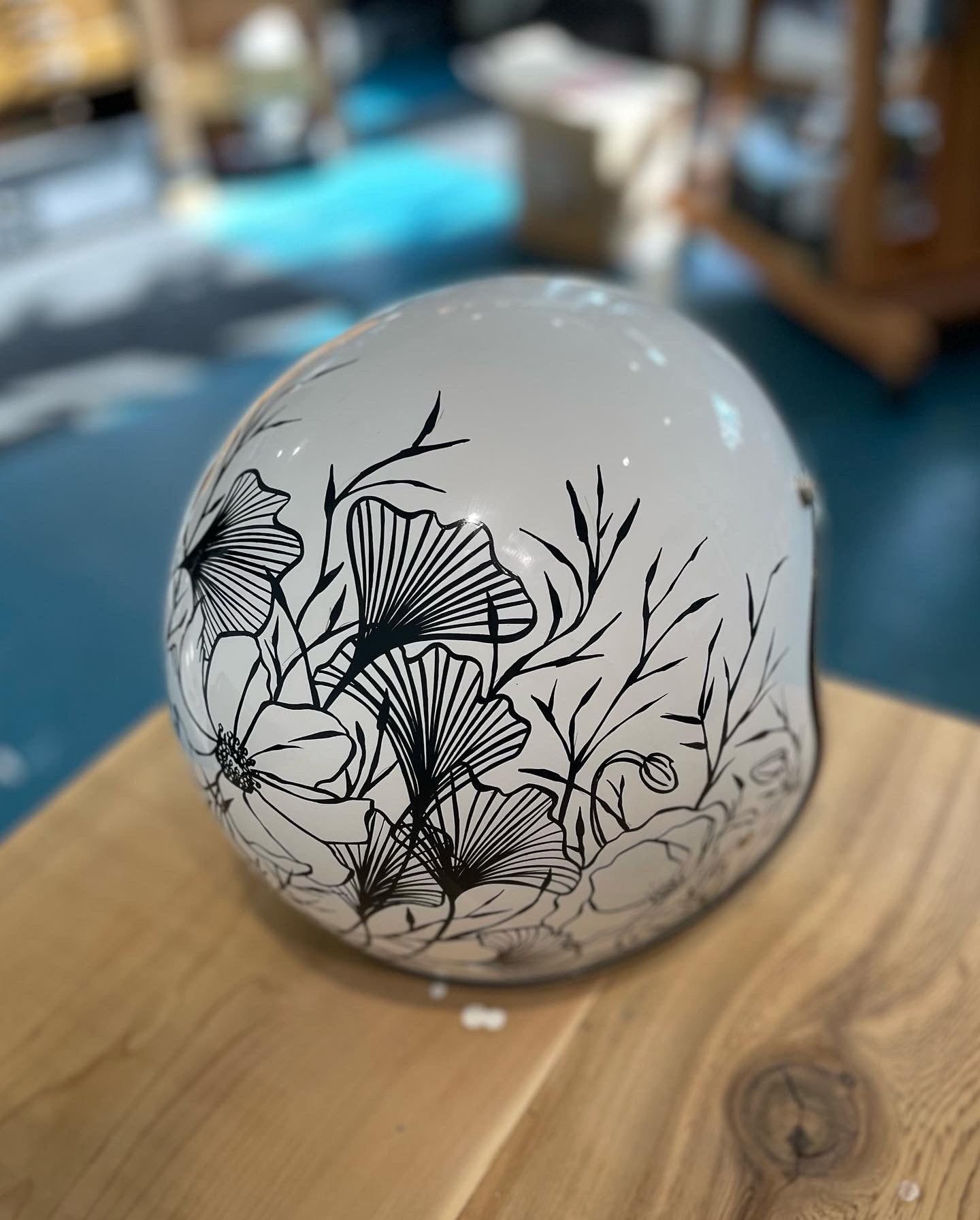 Custom Biltwell Bonanza Helmet, Size Med, Hand Painted, Pinstriping