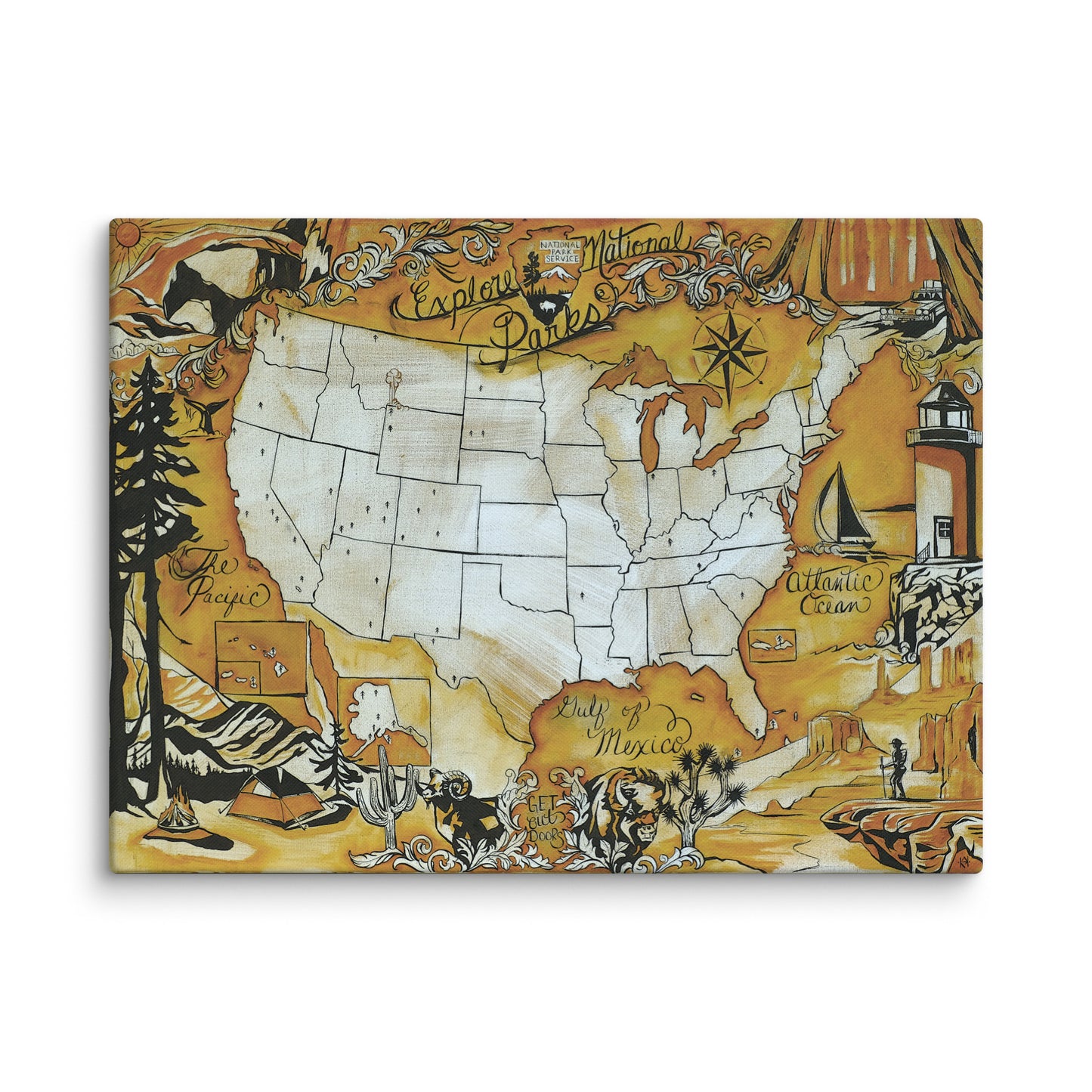 National Parks - 18x24 in. Canvas Print