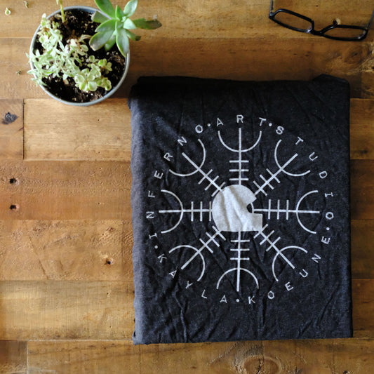 T Shirt Heather Grey, Inferno Art Studio, Kayla Koeune Logo Support T