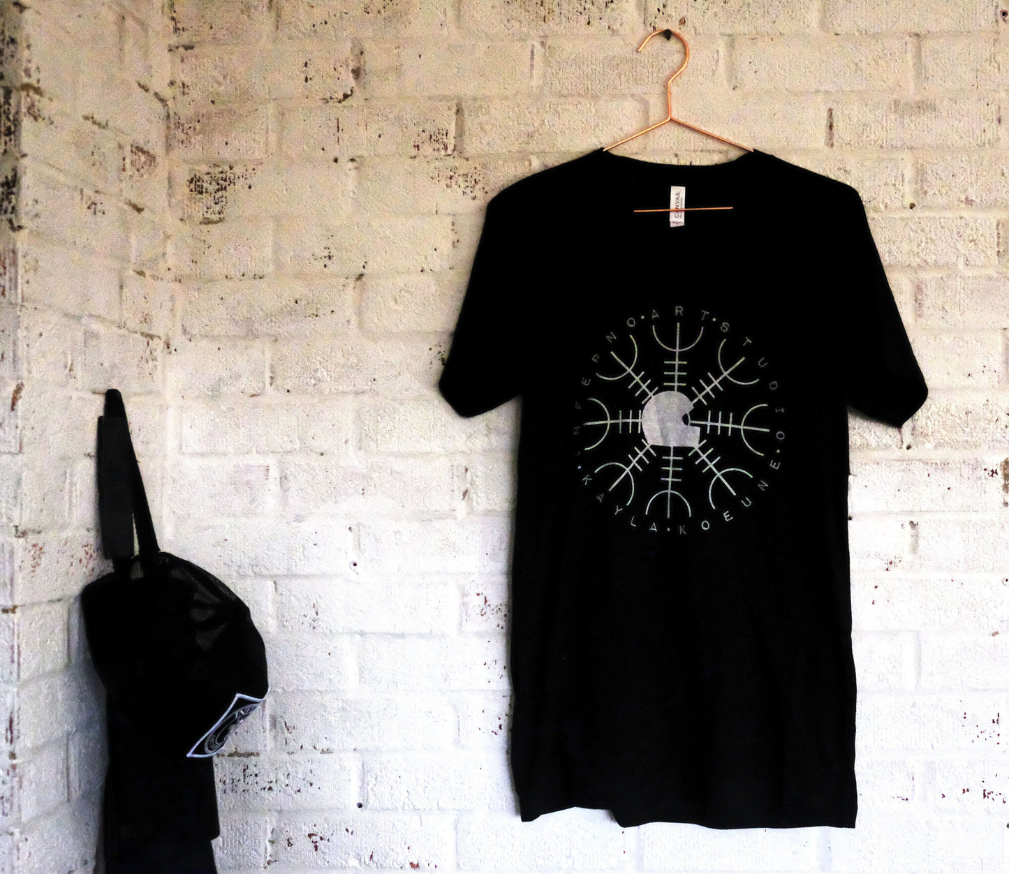 T Shirt Heather Black, Inferno Art Studio, Kayla Koeune Logo Support T