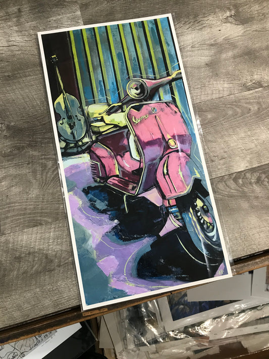 Pink Vespa 10x20 inch Print